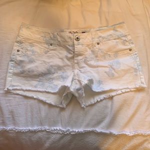 White with Blue Jean Shorts